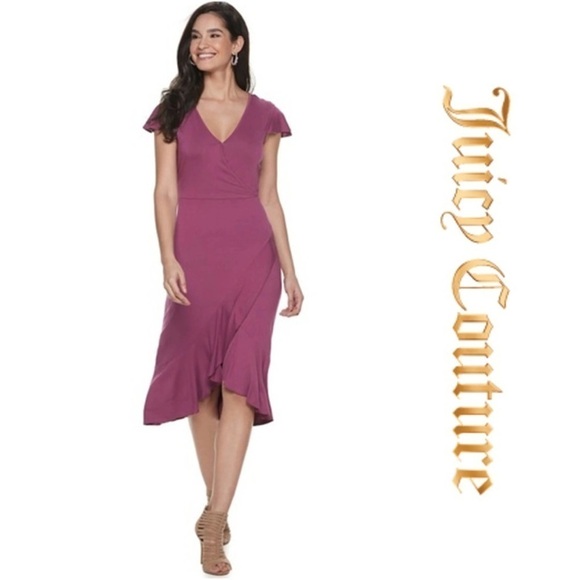 Juicy Couture Y2K Plum A-Line Ruffle Hem Midi Dress Size XS - Picture 8 of 8